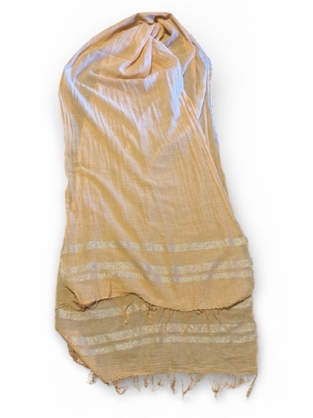 Eileen Fisher Lightweight Cotton Metallic Striped Scarf